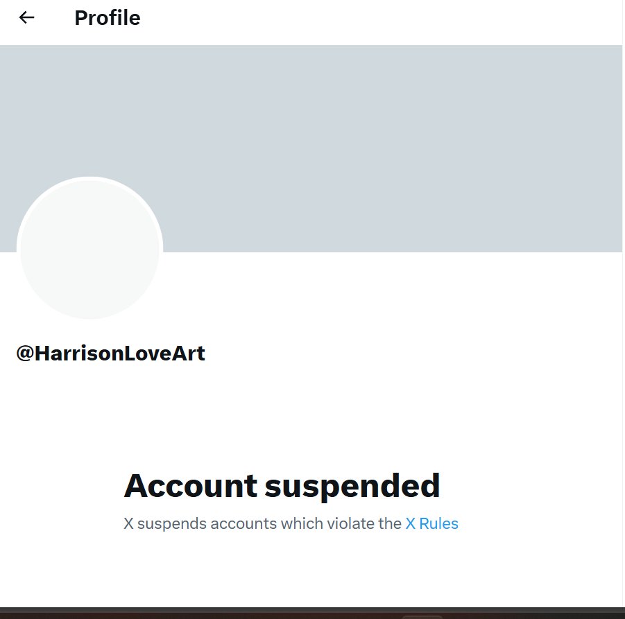 <a href="/HarrisonArtLove/">H Love</a> didn't your account just get suspended <a href="/HarrisonLoveArt/">iLOVEi</a> is this account skirting the conditions of this app? <a href="/lindayaX/">Linda Yaccarino</a> <a href="/Safety/">Safety</a> <a href="/X/">X</a>