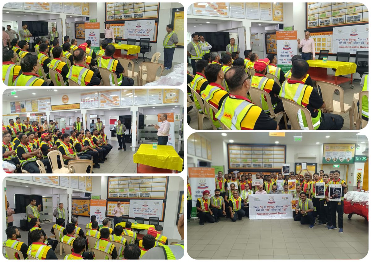 नशा मुक्त भारत पखवाडा🇮🇳
#DrugsFreeBharat
NCB-Mumbai 16.06.25
📌Drug detection-interdiction training@DHL Mumbai
📌Sensitised on new Modus Operandi
📌 Informed MANAS helpline 1933
<a href="/dg_ncb/">Director General NCB</a> <a href="/PIBMumbai/">PIB in Maharashtra 🇮🇳</a> <a href="/PMOIndia/">PMO India</a> <a href="/HMOIndia/">गृहमंत्री कार्यालय, HMO India</a> <a href="/PIBHomeAffairs/">Spokesperson, Ministry of Home Affairs</a> <a href="/ANI/">ANI</a> <a href="/MumbaiNcb/">NCB MUMBAI</a>