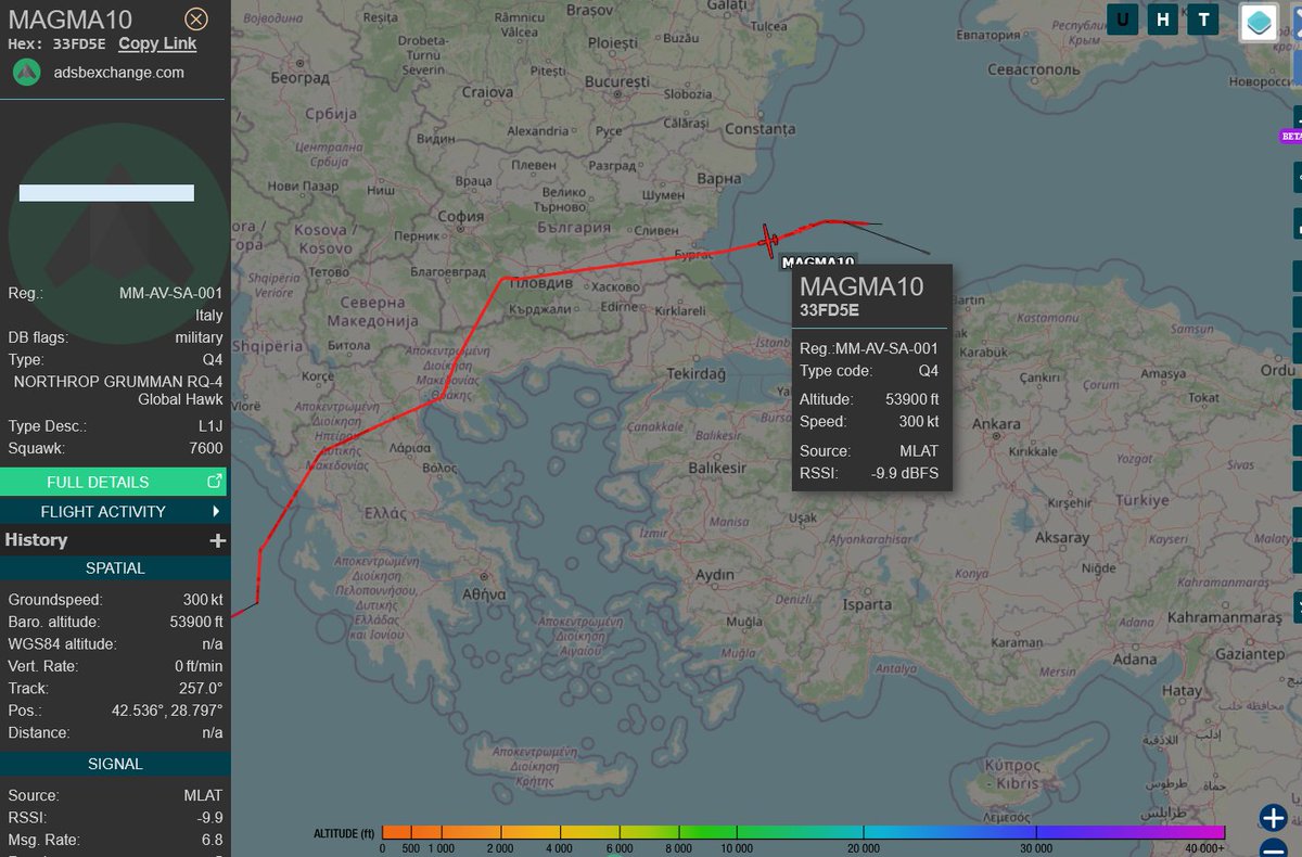 rjsincs's tweet photo. #Magma10 #33FD5E #Q4 from #Italy currently #squawking 7600 Unknown the nature or validity of the squawk https://t.co/kgDTtWwKqB