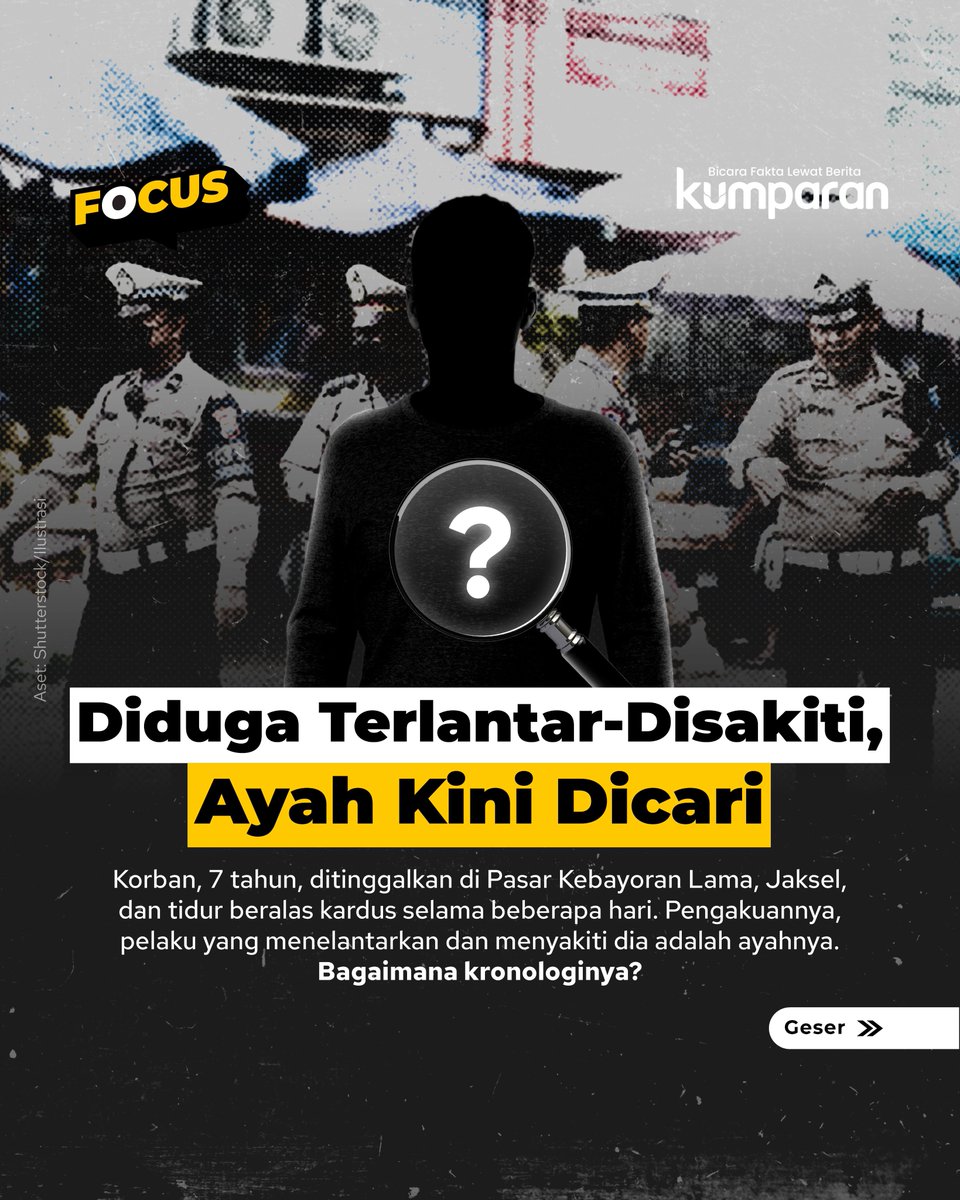 Polisi masih mencari keberadaan orang tua dari anak berusia 7 tahun yang ditelantarkan di Pasar Kebayoran Lama beberapa waktu lalu. Anak itu ditemukan dalam kondisi memprihatinkan. Simak kronologinya dalam carousel berikut! #focus #ortuburon #news #carousel
