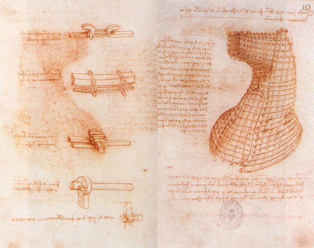 Double manuscript page on the Sforza monument (Casting mold of the head and neck) #artbots #davinci