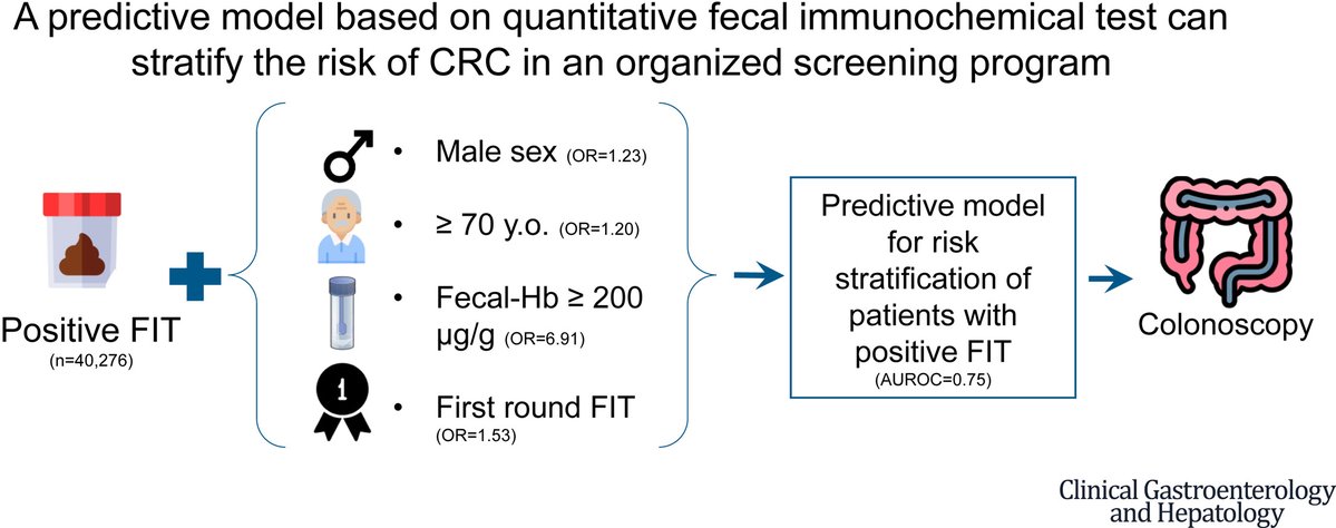 A Predictive Model Based on Quantitative Fecal Immunochemical Test Can Stratify the Risk of Colorectal Cancer in an Organized Screening Program ➡️ ow.ly/HIks50W4nn4