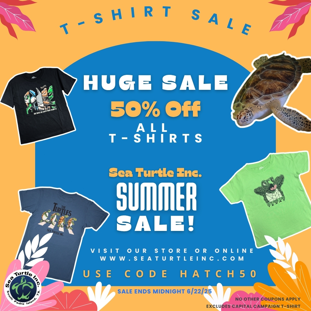 Sea Turtle Inc. is having a 50% OFF t-shirt summer sale!
🛍️ Shop online and use code HATCH50 at checkout, or visit us in-store to browse our collection!
ow.ly/39Mc50W9jAk

This offer excludes memberships, adoptions, events, programs, and capital items.