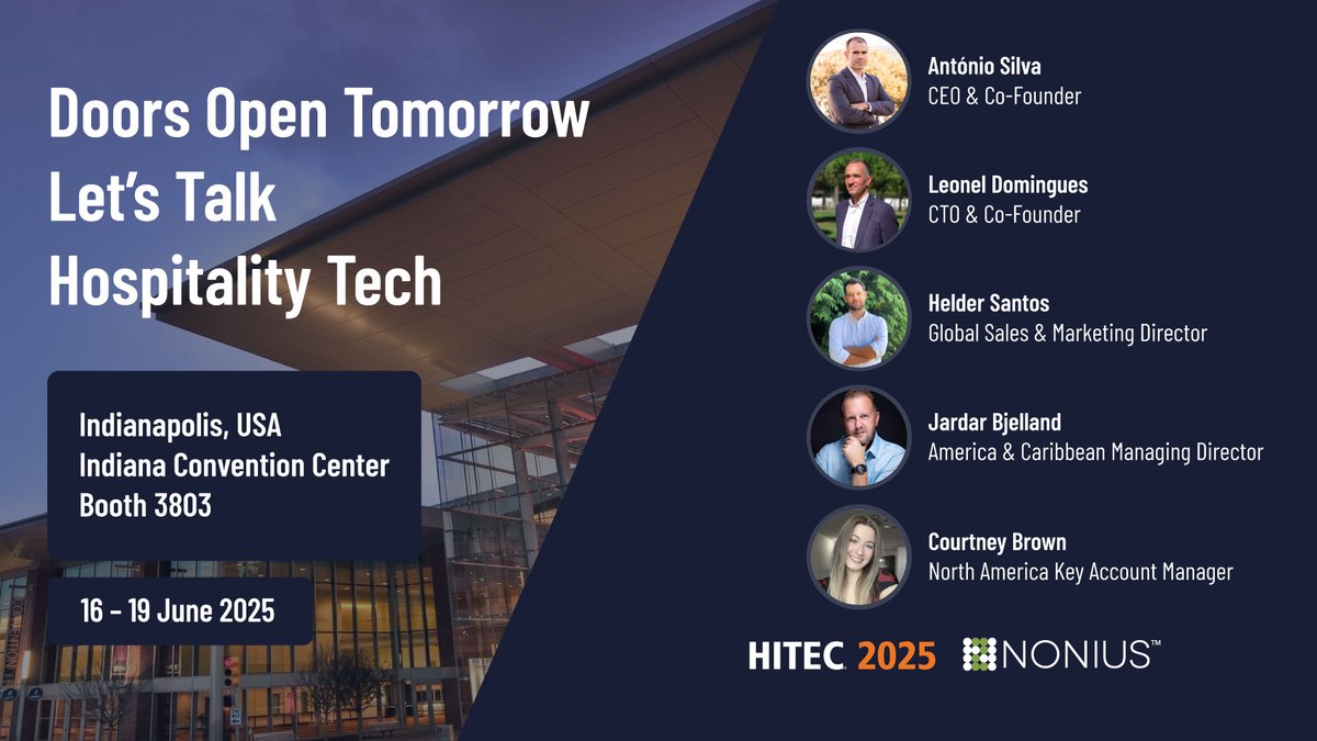 🎬 We’ve landed in Indianapolis!
Our team is on the ground and ready to welcome you to HITEC 2025 starting tomorrow! Visit us at Booth 3803!
🔗 Secure your demo → loom.ly/efUeHW0
#HITEC2025 #Nonius #HospitalityTechnology