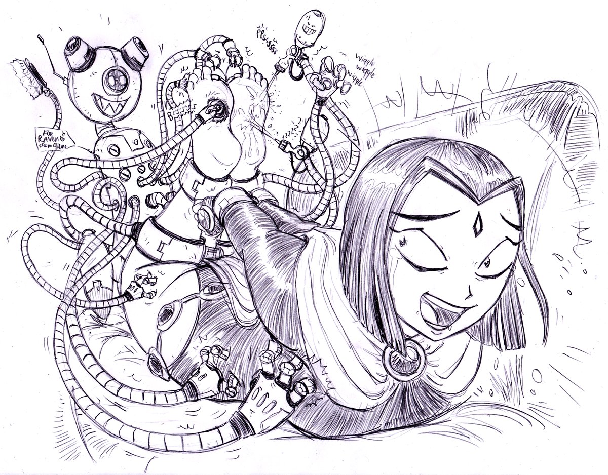 Commission I did a few months ago and never shared publically, it's Raven vs a tickle machine!;) (meant to be 18 here)