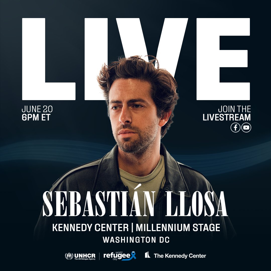 🎶 Live music for #WorldRefugeeDay: Join for a free concert with UNHCR supporter and Latin American artist Sebastián Llosa.

🗓️ June 20 at 6pm
📍 Kennedy Center #MillenniumStage

kennedy-center.org/whats-on/mille…