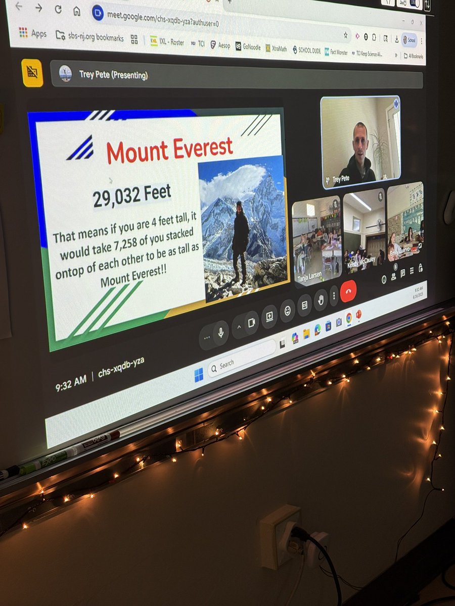 Meeting with former SBS alumni, and Mrs. Peterson’s son Trey to learn about his journey to summit Mount Everest. 🗻🏔️⛰️ We will miss these opportunities to learn about all of her children’s amazing experiences that they have been sharing with SBS for many years.