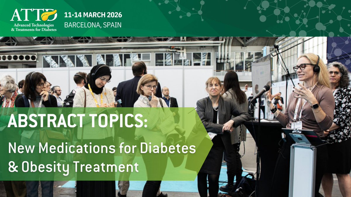 Researching new diabetes medications or obesity treatments? Topics include:

New Medications for Diabetes
New Obesity Treatment Technologies
Innovative Obesity Medications

Submit now:🔗 bit.ly/3B59pOt

#ATTD2026 #DiabetesTreatment