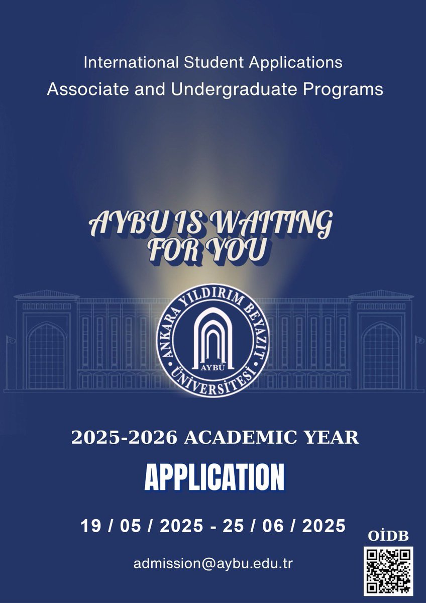 Üniversitemiz ön lisans ve lisans programları uluslararası öğrenci başvuruları uzatıldı.

📌Son Başvuru Tarihi: 25 Haziran 2025

aybu.edu.tr/oidb/tr/duyuru…

<a href="/acengizkoseoglu/">Ali Cengiz Köseoğlu</a>