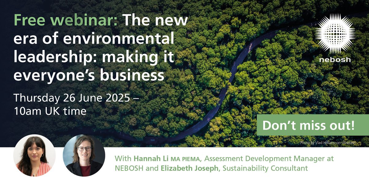 Environmental leadership isn’t just for sustainability teams!

Join Elizabeth Joseph &amp; Hannah Li on 26 June at 10 AM UK time for insights on embedding environmental management into daily business decisions.

Register now: bit.ly/4kPNsrU