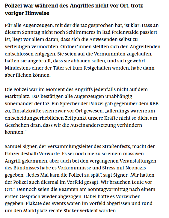 Am 15.6. griffen 12 Neonazis von "Der Dritte Weg" mit Schlagstöcken, Holzlatten, Reizgas &amp; Quarzhandschuhen 3 Aktivisten von „Bad #Freienwalde ist bunt“ an &amp; flohen mit Autos.
Antifas identifizieren einen #Neonazi als Luca Böttcher.

ausdemweg.net/15-06-2025-iii…

#NoNazis #DankeAntifa