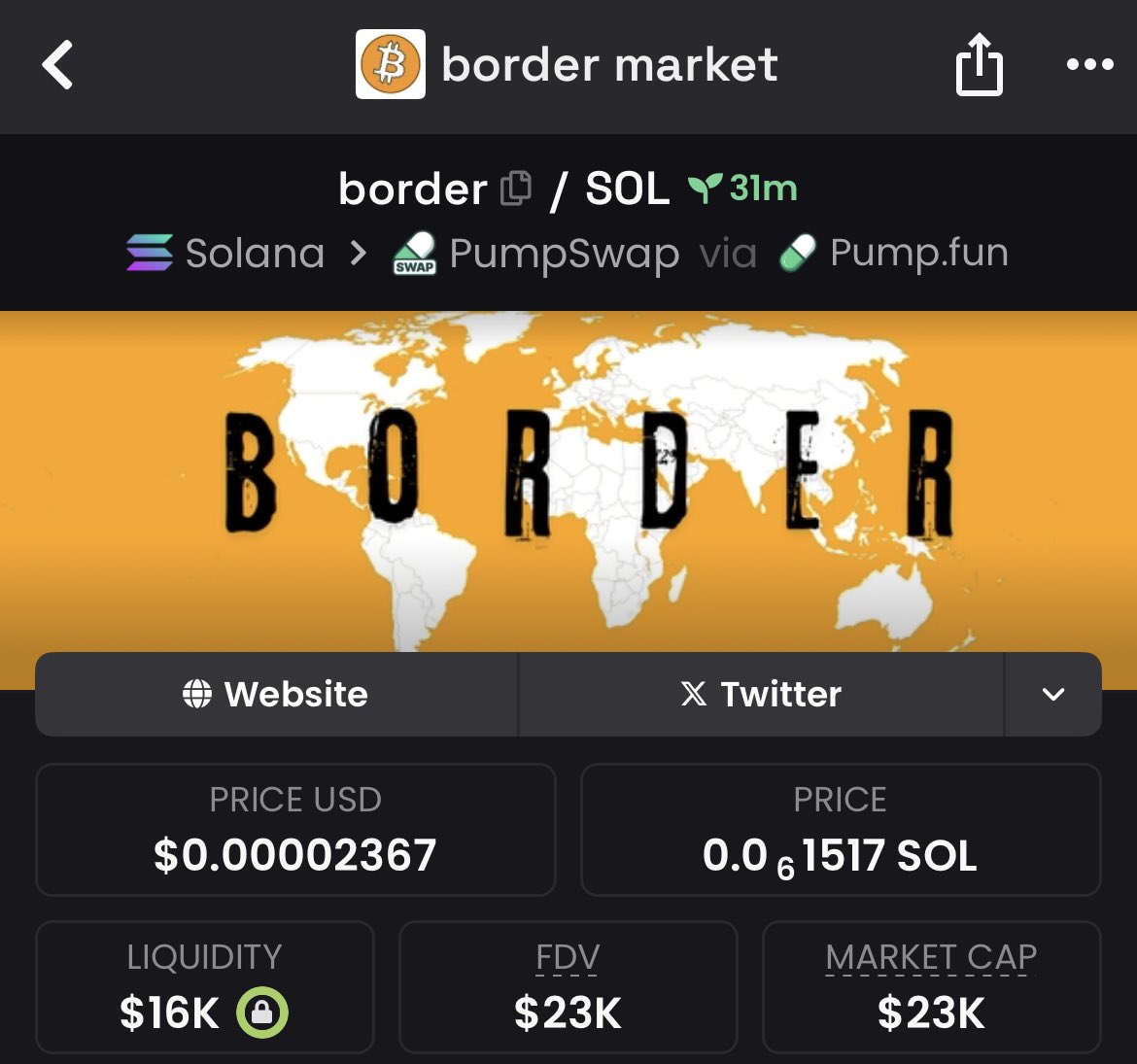 cryptofoxx3's tweet photo. 🎯 $border at $23k Mc 📈

Ca: 8dYsz1CSK5TXmnFEwD9ZrG4xPpv9A2VeQzZLPHw1pump

📌On my TG 📥
#border #memecoin #solana https://t.co/uIG1jAb8gX