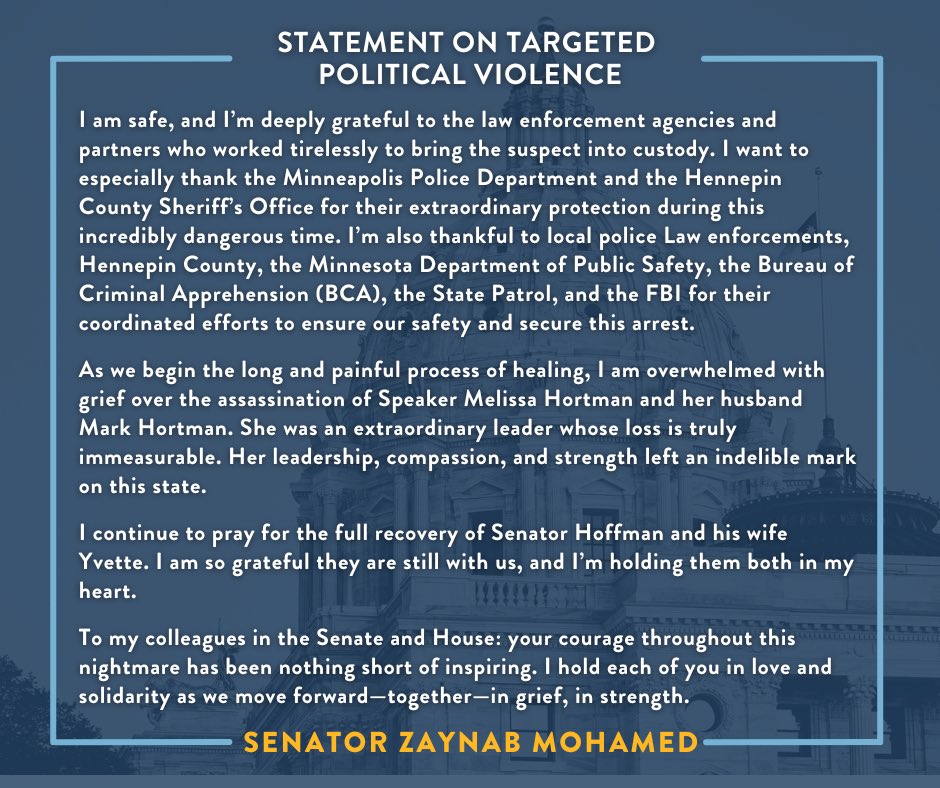 My heart is heavy. I’m grieving. I’m scared. This is my statement on the political violence threatening our communities and our democracy.