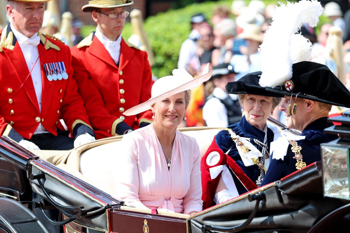 The King and Queen, and Members of the Royal Family, at St George’s Chapel in Windsor today for the annual Garter Day service and procession.