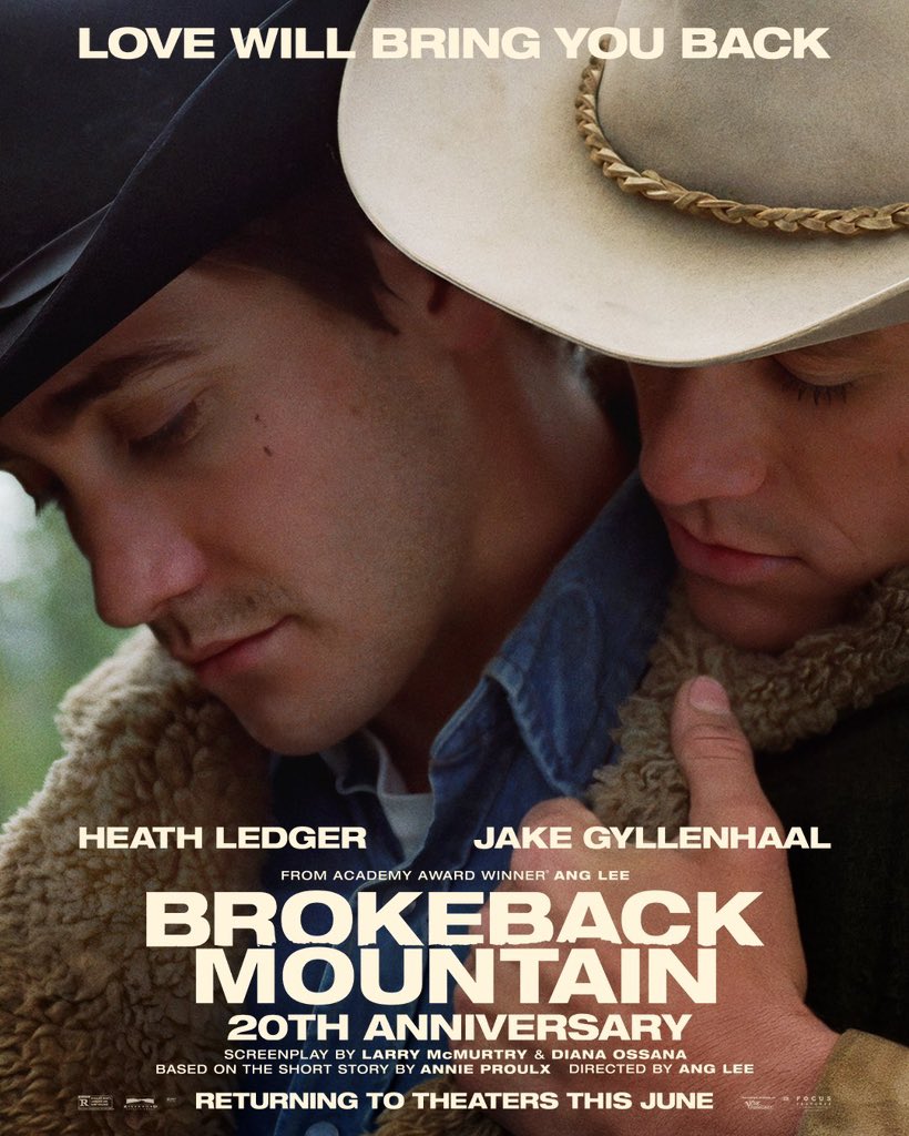 First poster for the 20th anniversary re-release of ‘BROKEBACK MOUNTAIN’ 

Returning to theaters later this month.