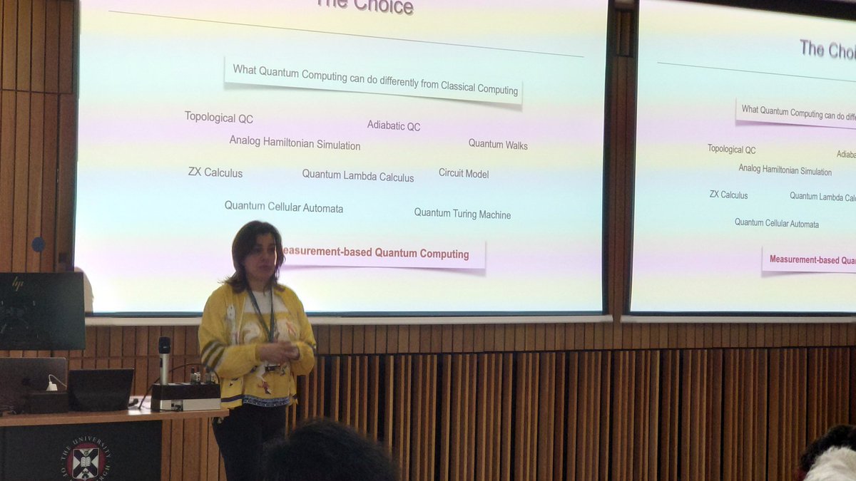 Our first speaker of the afternoon at #FQC25 is Elham Kashefi. She tells us why fell in love with MBQC!