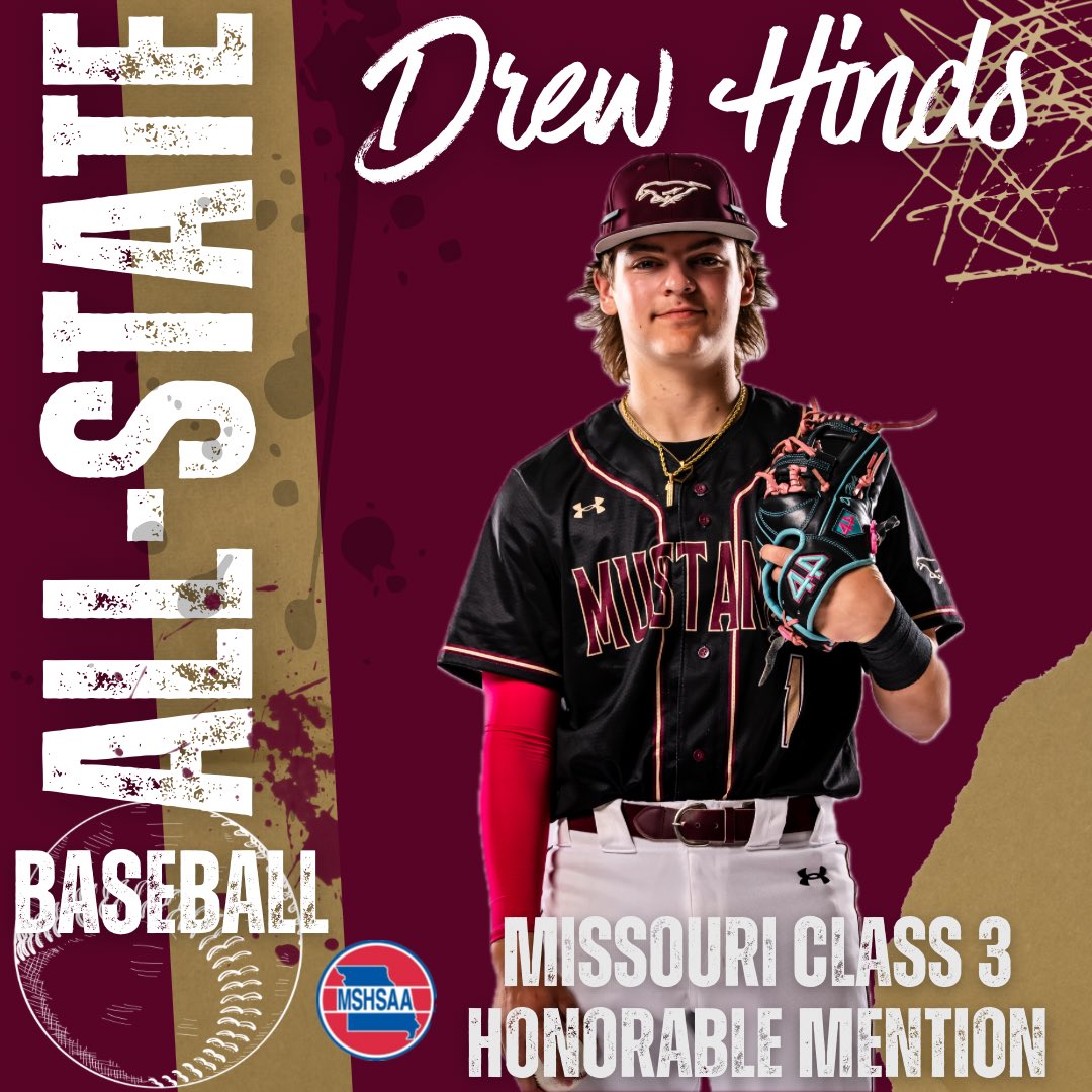 Congratulations to EHS Sophomore Drew Hinds, for earning 2025 All-State Baseball honors! #MustangMade #AllState