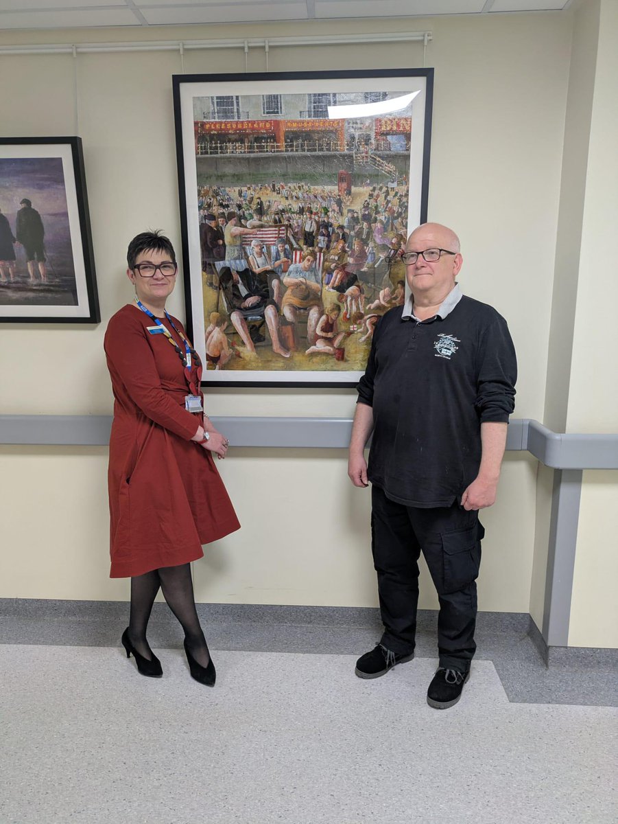 Chief Executive Kirsten Major officially opened the new exhibition in the Seven Hills Gallery. 
Artist Glen Williams was chosen from 60 applicants to be featured with his collection of work "Bygone Times". Prints for sale! 
Arts in Health funded by <a href="/SHCFundraising/">Sheffield Hospitals Charity</a> 
<a href="/SheffieldHosp/">Sheffield Hospitals</a>