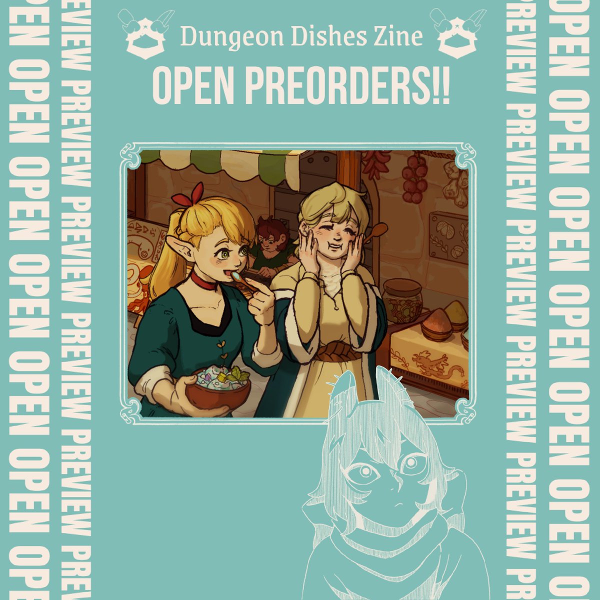 Preorders for Dungeon Dishes Zine  are OPEN!! <a href="/DungeonDishes/">Dungeon Dishes Zine 🍗PREORDERS OPEN!!🍗</a> 🍽
Here's a sneak peek of my spread page! #DungeonMeshi #ダンジョン飯