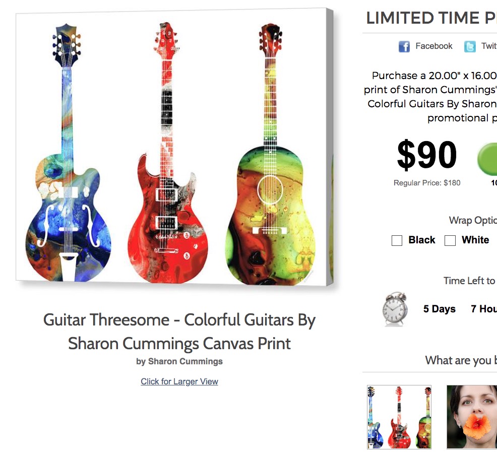 LIMITED Time Promo 16x20 Gallery Wrapped Canvas:  fineartamerica.com/weeklypromotio… #guitar #guitarist #guitars #music #musical #musician #musicians #art #artwork #homedecor #colorful #musica #musicalday #musicislife #buyintoart by #SharonCummingsArt