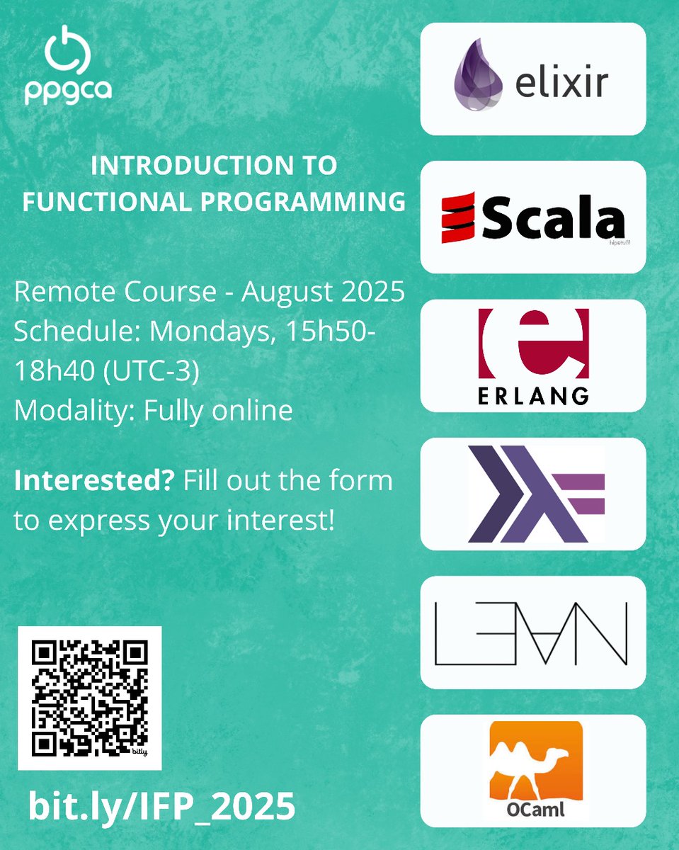 adolfont's tweet image. #ElixirLang #MyElixirStatus #WeBEAMtogether #LeanLang #LeanProver #Haskell #Ocaml #ScalaLang #FSharp
