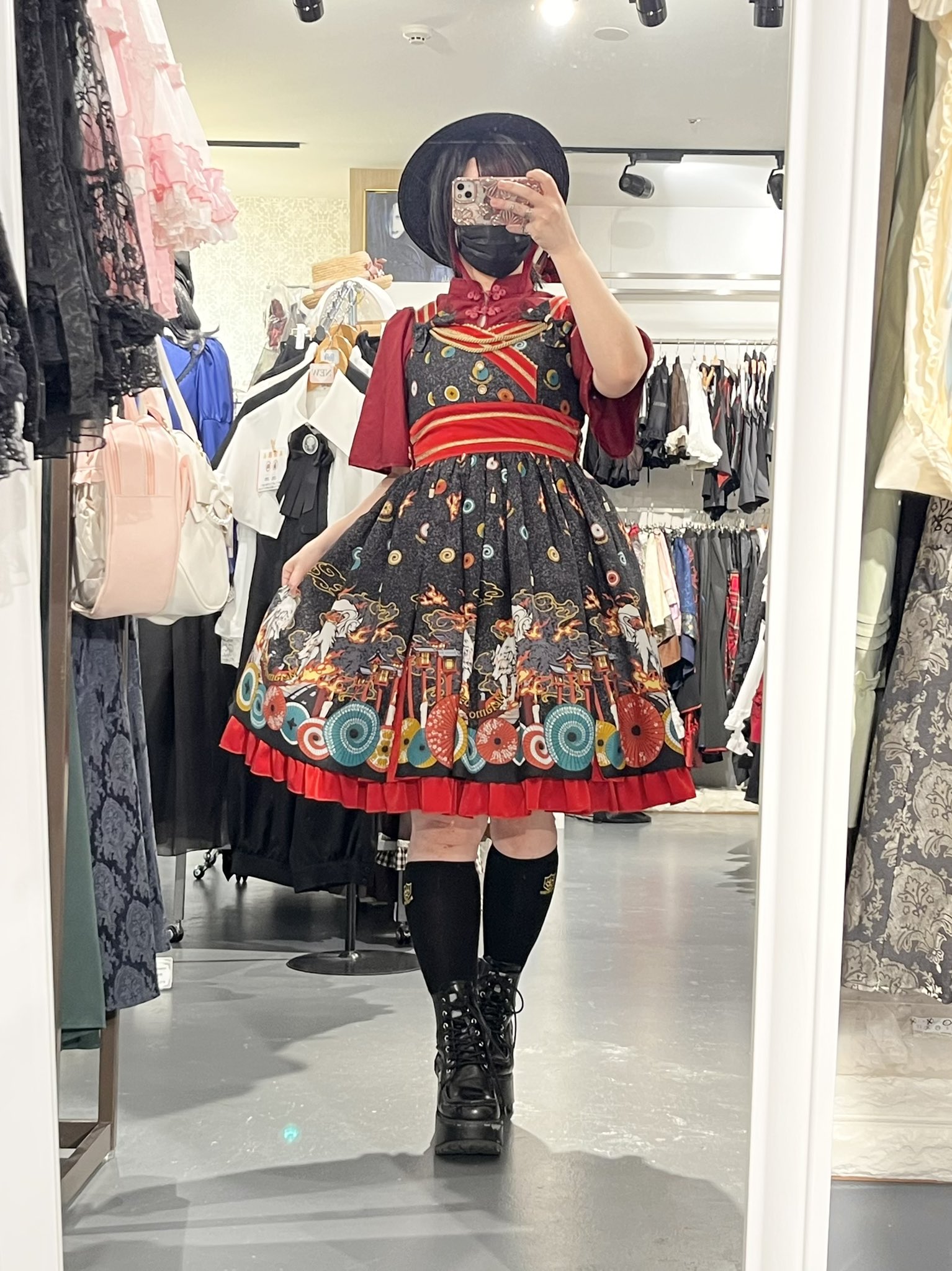 No.878 両山レースジャンパースカート / ボルドー(Bordeaux