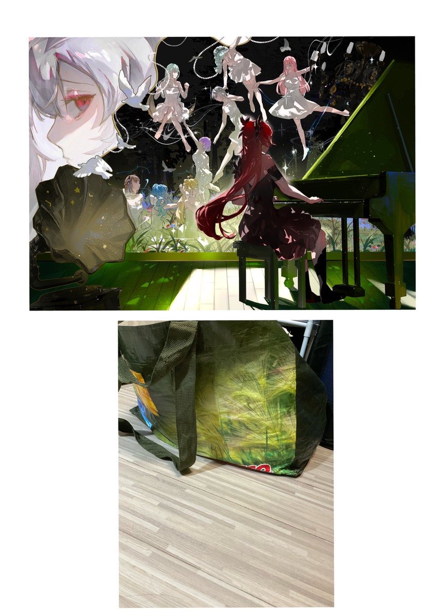 分享創作靈感來自生活🥺
得知比賽的時間是在截稿前天晚上，腦袋想到破掉🤯想不到背景畫什麼，然後突然看到（我家地板跟好市多袋子
#春魚插畫比賽2025