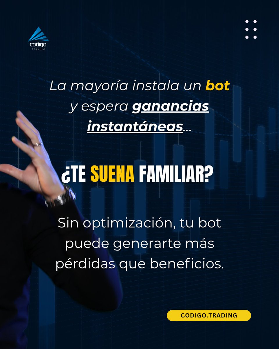 CodigoTrading's tweet image. 🚨 ¿Tu bot de trading está perdiendo dinero?

👉 codigo.trading/trading-chatgp…

⚠️Advertencia: El trading conlleva alto riesgo de pérdida de capital. La información es solo informativa.

#tradingautomatizado #inteligenciaartificial #botdetrading #tradingconia #inversionesinteligentes
