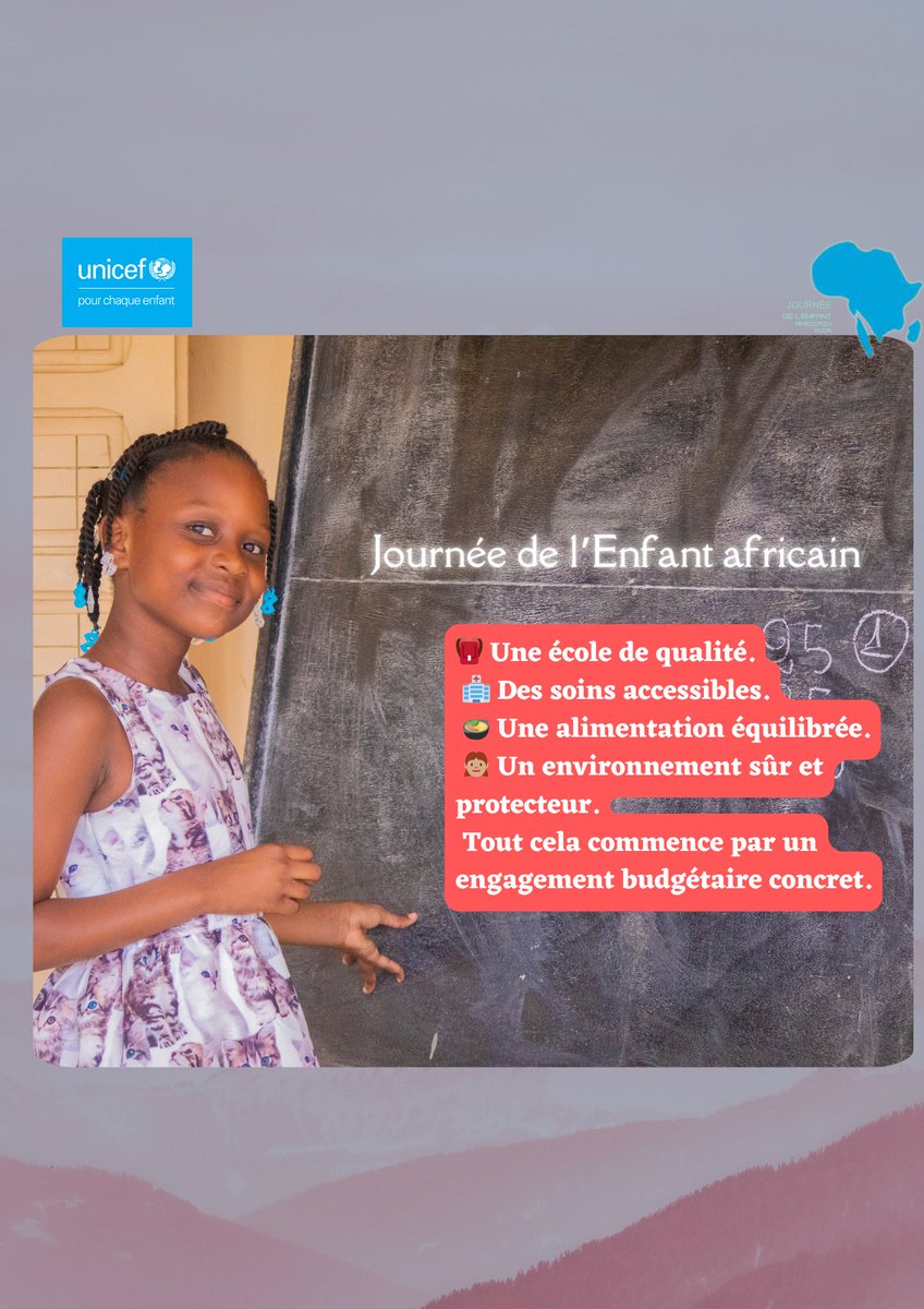 Aujourd’hui, nous célébrons la Journée de l’Enfant Africain, en mettant en lumière un message essentiel : Investir dans les enfants, c’est investir dans l’avenir.
Unissons nos voix pour que chaque enfant puisse grandir en bonne santé, en sécurité, et plein d’espoir.
#DAE
