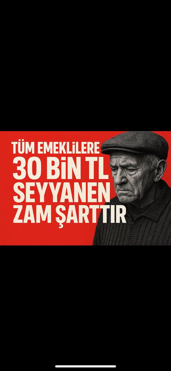 Ev kiraları  20/ 30 bin tl 
Emekli maaşı 14,469 tl

Tüm Emeklilere 30 bin TL seyyanen zam şarttır ❗️

#EmekliSeyyanenDiyor

<a href="/isikhanvedat/">Prof. Dr. Vedat Işıkhan</a> <a href="/_cevdetyilmaz/">Cevdet Yılmaz</a> 
<a href="/Akparti/">AK Parti</a> <a href="/MHP_Bilgi/">MHP</a> 
<a href="/herkesicinCHP/">CHP 🇹🇷</a> 
<a href="/iyiparti/">İYİ Parti</a> 
<a href="/rprefahpartisi/">Yeniden Refah Partisi</a> 
<a href="/zaferpartisi/">Zafer Partisi</a> 
<a href="/GelecekPartiTR/">Gelecek Partisi</a>