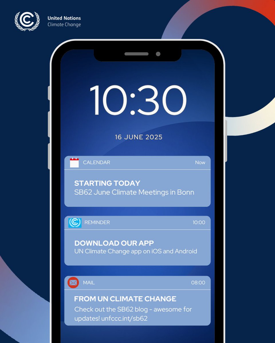 The #JuneClimateMeetings SB62 begins in Bonn today!

To stay updated:

🔔 Get the UN Climate Change app (iOS/Android) and enable push notifications via the app or website.

📌 Check the SB62 blog for daily updates: unfccc.int/sb62

🔴 Watch the live webcast