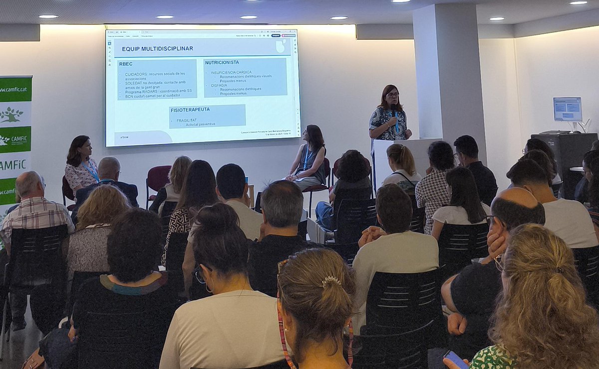 CAPSBEsq's tweet photo. La Dra. Marta Navarro (@martanavarroBCN), metgessa d’#ATDOM del #CAPComteBorrell, participa en la Jornada d’Atenció Domiciliària de la @CAMFiC per explicar el model d'ATDOM del centre i com s'han incorporat nous perfils professionals a l'equip.

+Info a
https://t.co/D8o9cXXPZ2 https://t.co/Im0svTcdpM