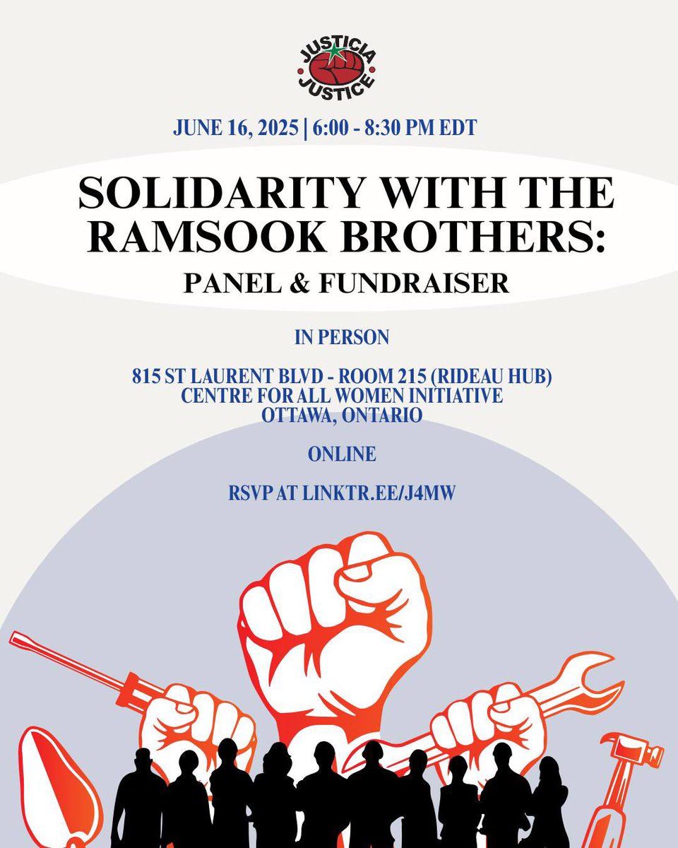 j4mw's tweet photo. Happening tonight in #Ottawa Show solidarity and support with the Ramsook brothers #migrantsorkers https://t.co/wzu5TEFNwe