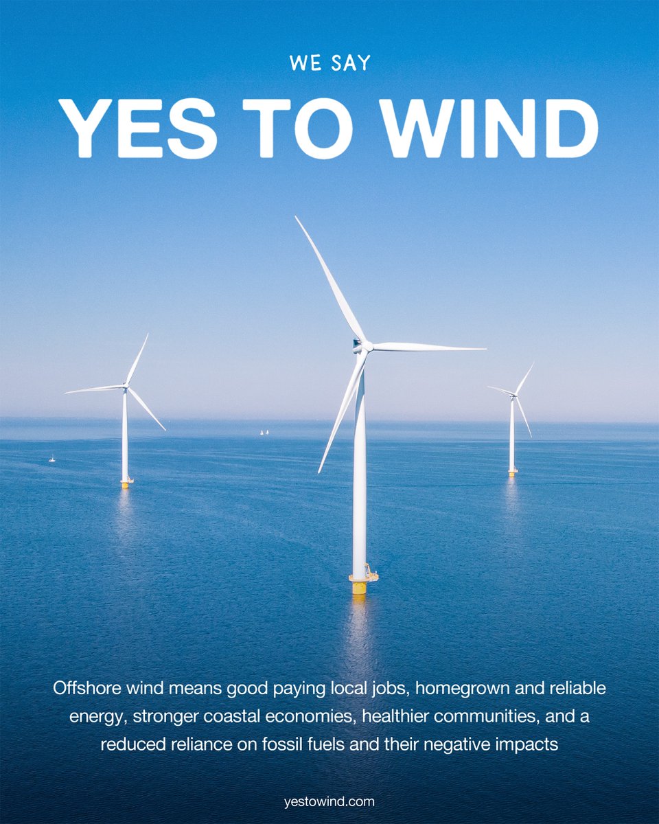 Offshore wind is a powerful solution for our future. It means more stable energy bills, thousands of good local jobs, and cleaner air for our families. Show your support for #YestoWind! Sign our petition here. actionnetwork.org/petitions/east…