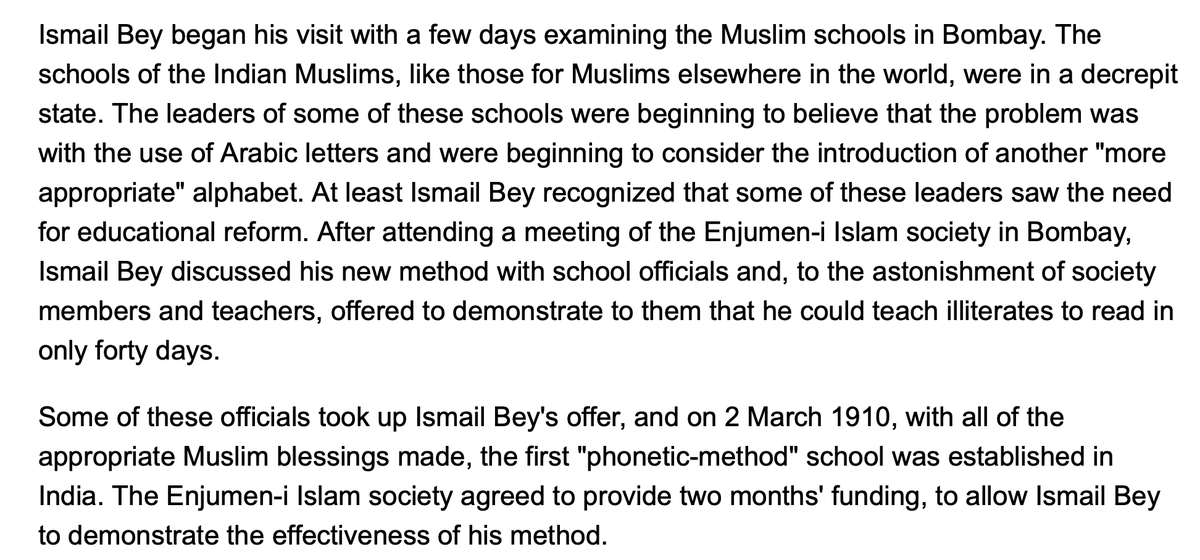 Nice essay by Yana.
Interesting anecdote: in 1912, Gasprinsky visited Bombay to connect with the Muslim modernists of British India (like the Anjuman e Islam educational society)
He tried to introduce his innovative pedagogy to increase literacy amongst Indian Muslims.