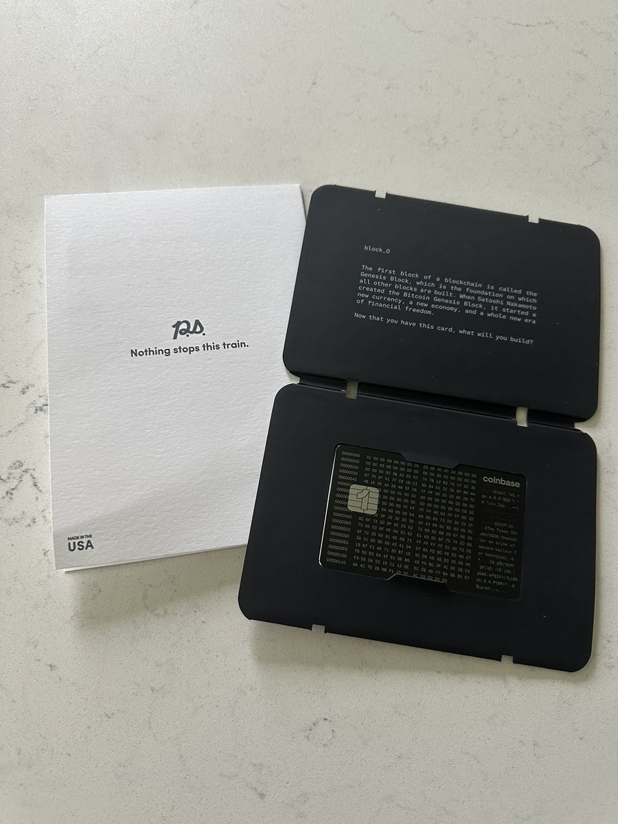 Coinbase sent me one of the early commemorative editions of their upcoming Bitcoin rewards card.

That letter that came with it, though. Well played, Coinbase. Well played.
