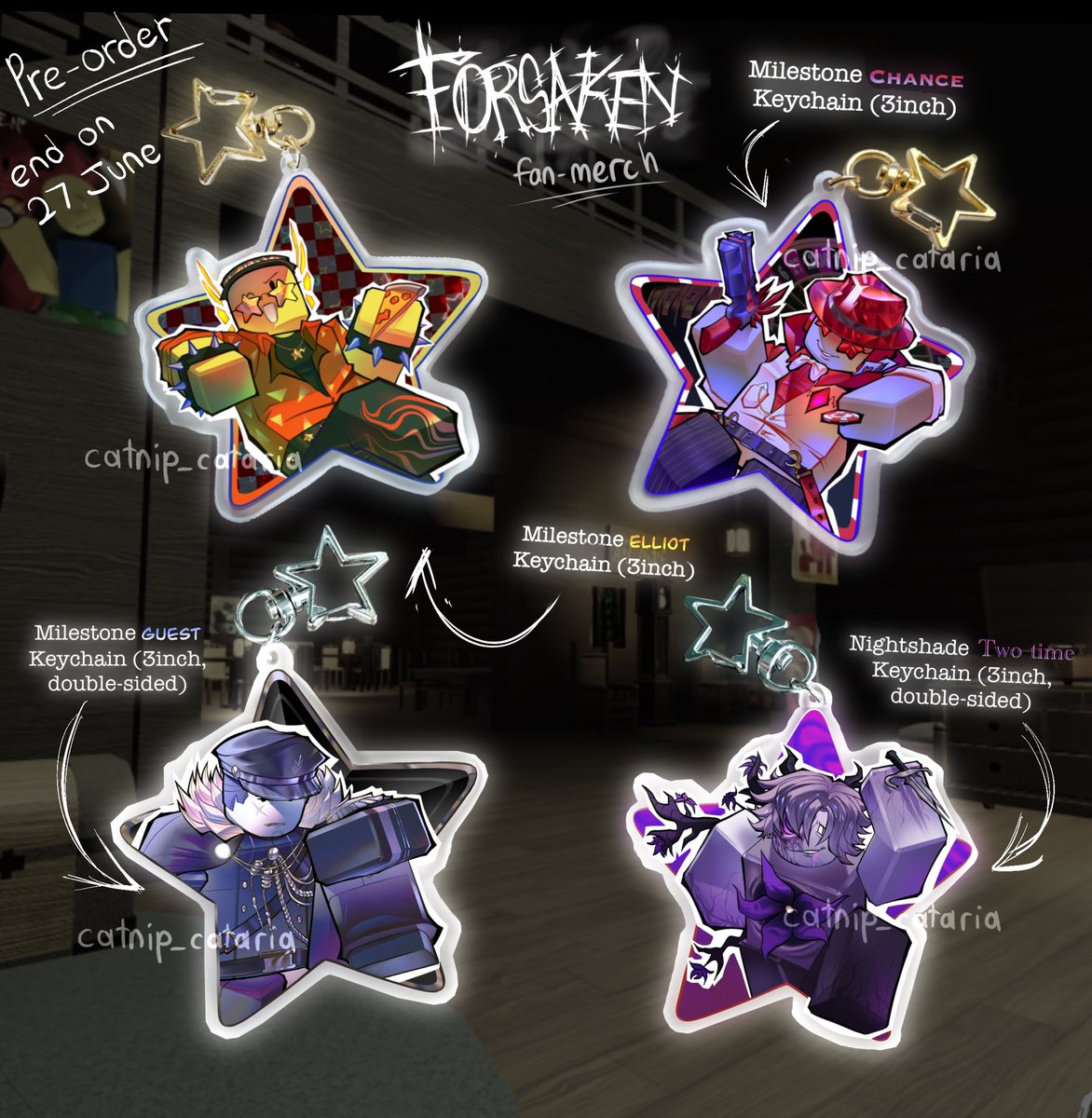 catnip_cataria's tweet photo. Pre-order for the 4 forsaken keychain is opened :D

will close on 27 june >:]

Link:
https://t.co/ObNQzxlYyH

#forsaken https://t.co/eAi5Jorgw5