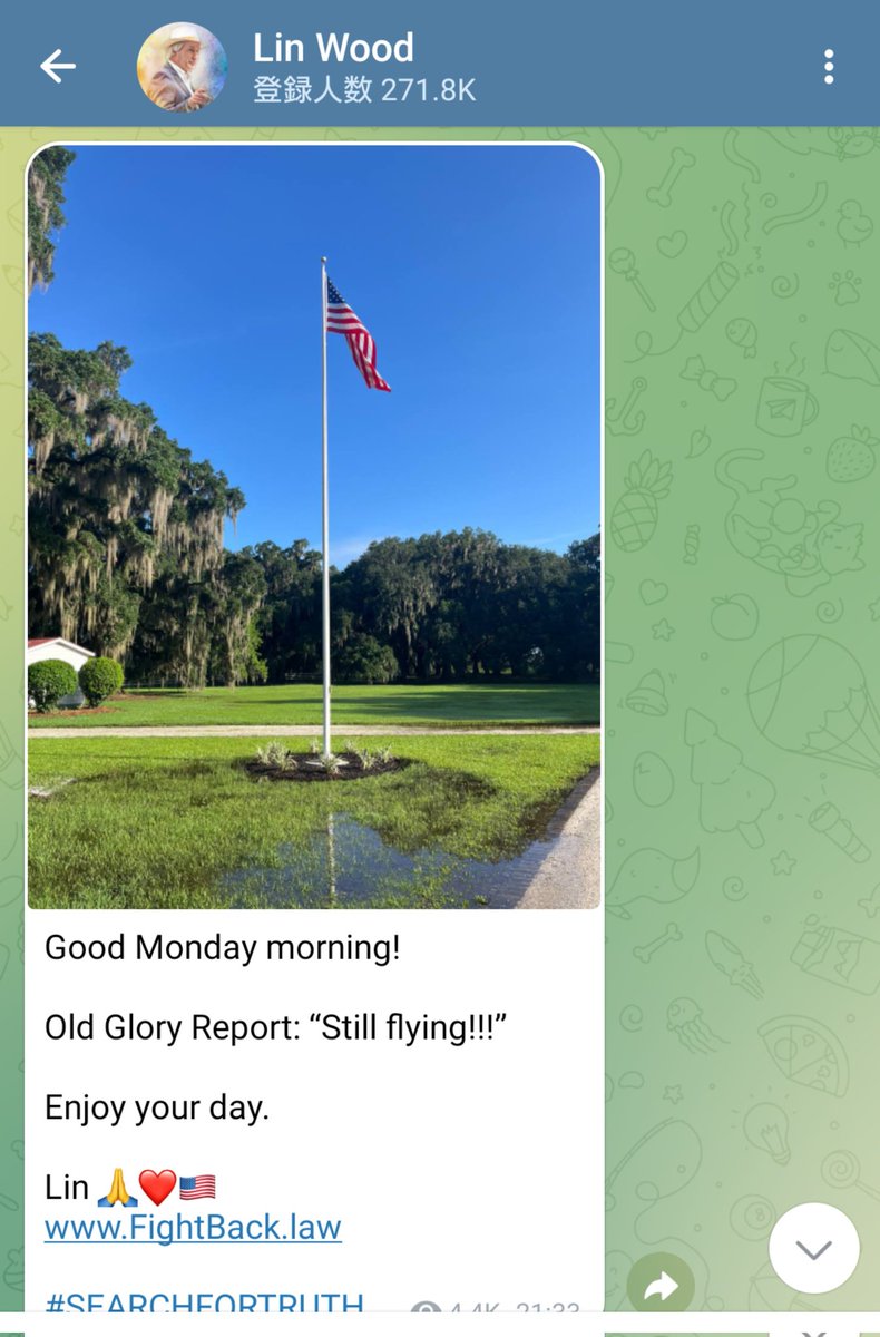yoshikoo00's tweet image. Good Monday morning!

Old Glory Report: “Still flying!!!”

Enjoy your day. 

Lin 🙏❤️🇺🇸
FightBack.law

#SEARCHFORTRUTH