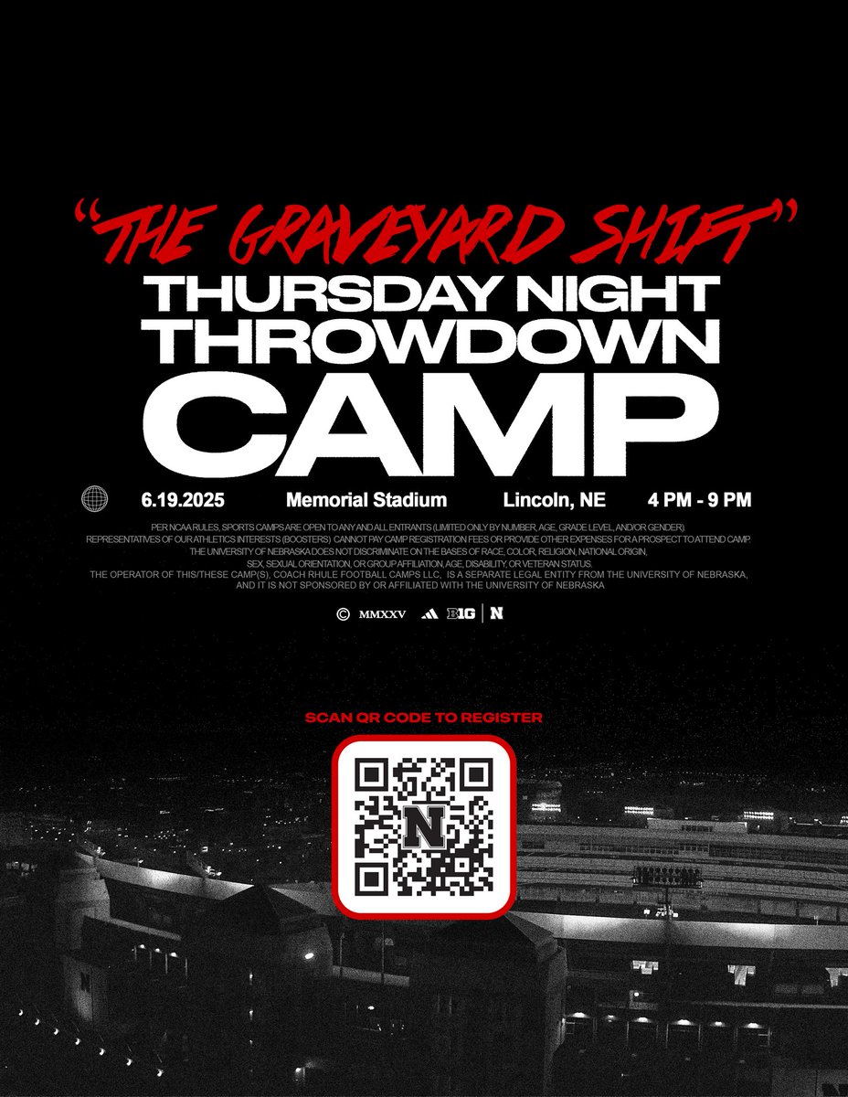 Thursday!!!! See y’all there!

Last camp / chance to compete in front of our staff for the summer! #GBR 

👇🏻‼️🚨🏈🏟️🌽