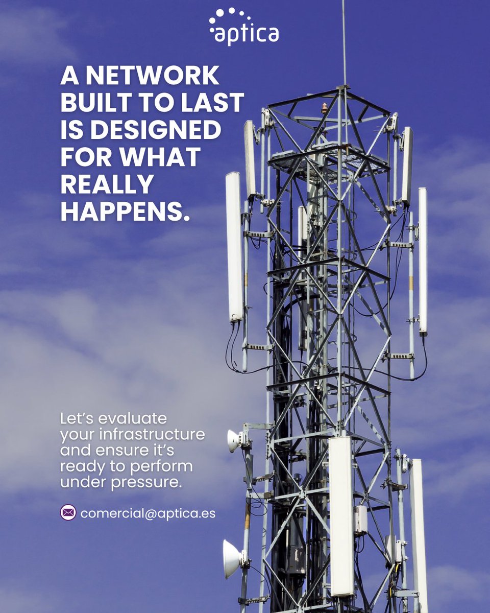 APTICA Ingeniería de Telecomunicación (@aptica_es) on Twitter photo Coverage ≠ readiness.
At APTICA, we design wireless networks based on real usage, not just maps.
Built to sustain performance under demand.
📩 comercial@aptica.es
#APTICA #WirelessDesign #RFPlanning #TelecomEngineering Coverage ≠ readiness.
At APTICA, we design wireless networks based on real usage, not just maps.
Built to sustain performance under demand.
📩 comercial@aptica.es
#APTICA #WirelessDesign #RFPlanning #TelecomEngineering