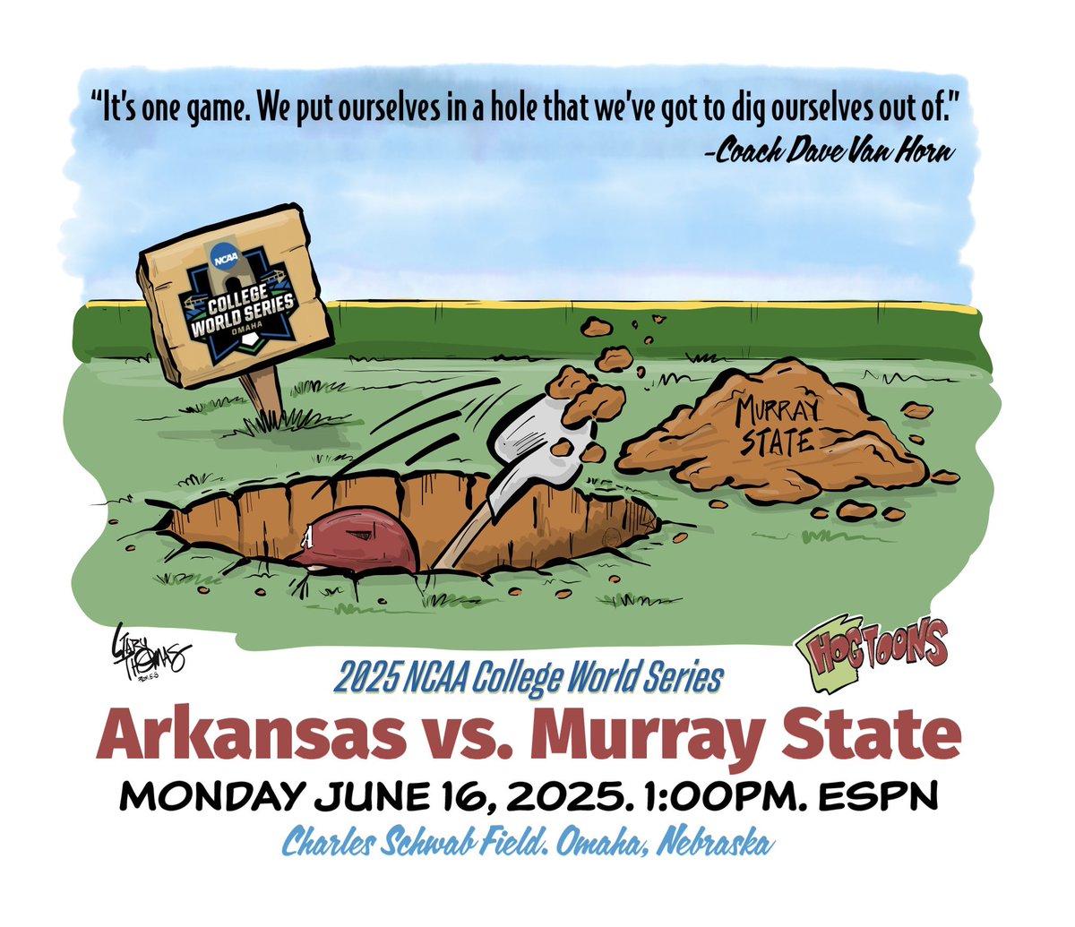 Hogtoons (@realrayzorback) on Twitter photo Go Hogs! Beat Murray State! One inning, one game at a time! <a href="/RazorbackBSB/">Arkansas Baseball</a> <a href="/VanHornHogs/">Dave Van Horn</a> <a href="/GoodyOpsXVIII/">Clay Goodwin</a> <a href="/JSanchez24_7/">Jimmy J. Sanchez</a> Go Hogs! Beat Murray State! One inning, one game at a time! <a href="/RazorbackBSB/">Arkansas Baseball</a> <a href="/VanHornHogs/">Dave Van Horn</a> <a href="/GoodyOpsXVIII/">Clay Goodwin</a> <a href="/JSanchez24_7/">Jimmy J. Sanchez</a>