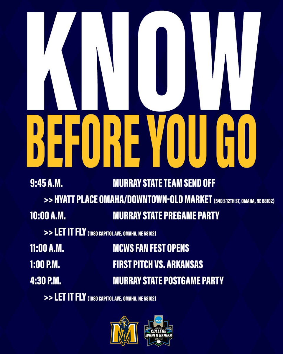 Get all of your College World Series information for today’s game at the link below 👇 

🔗: GoRacers.com/Omaha

#GoRacers🏇