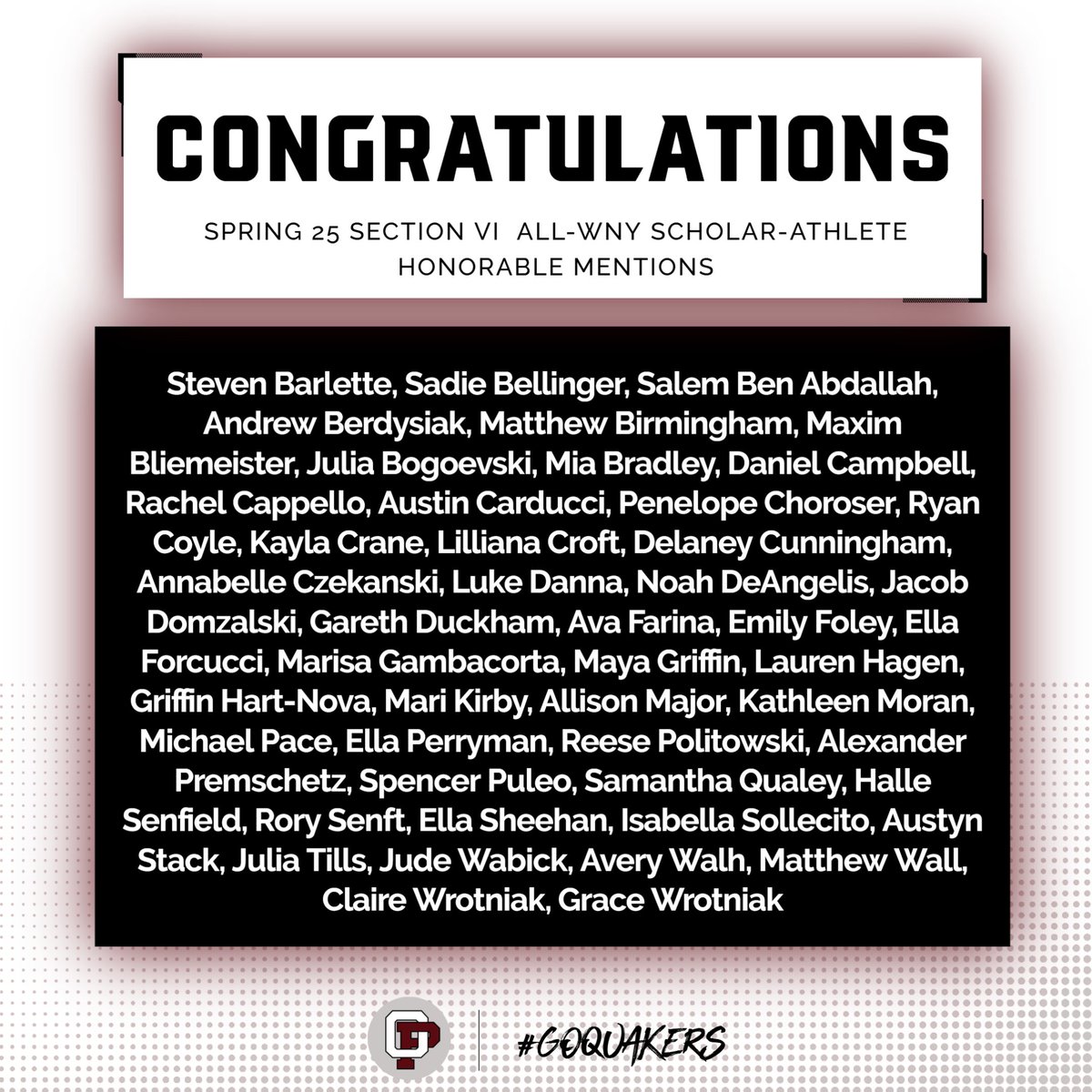 👏Congratulations to all of our Section VI All-WNY Scholar-Athletes!  You continue to represent OPCSD in a positive way. 👏