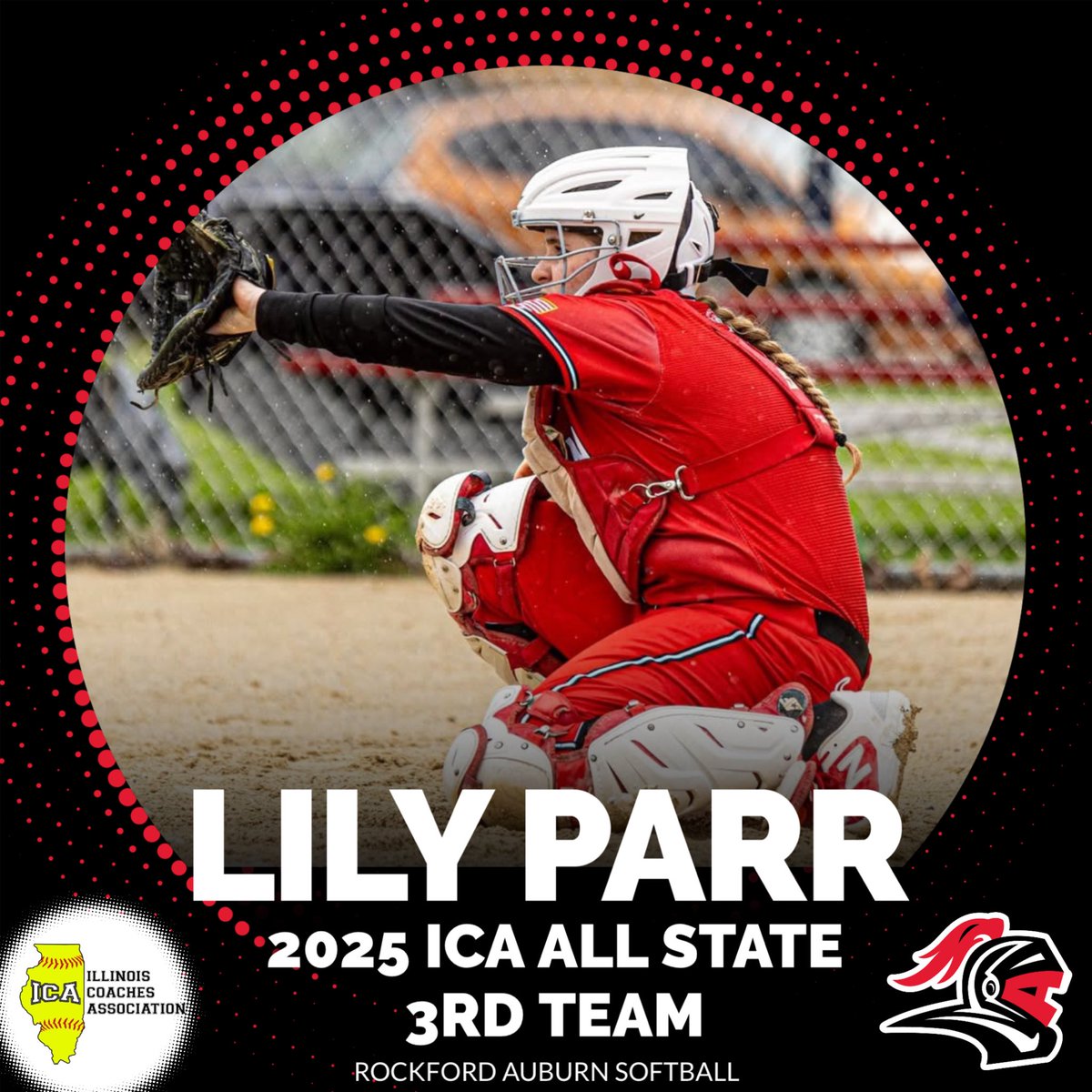 Congratulations to <a href="/LilyParr2026/">Lily Parr</a> on earning 2025 ICA All State 3rd Team!
Lily was one of our captains this year, led our defense from behind the plate, and was an offensive weapon for us all season long! Congrats Lily!
