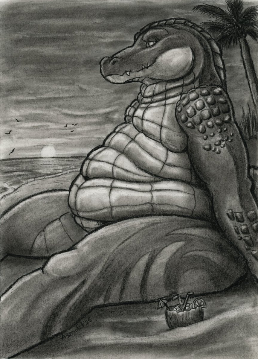 🌴 Summer🌴 YCH is ready!
I try not to be afraid to make the drawings darker, it seems to work. x)   
#FatFur #Furry #FurryArt