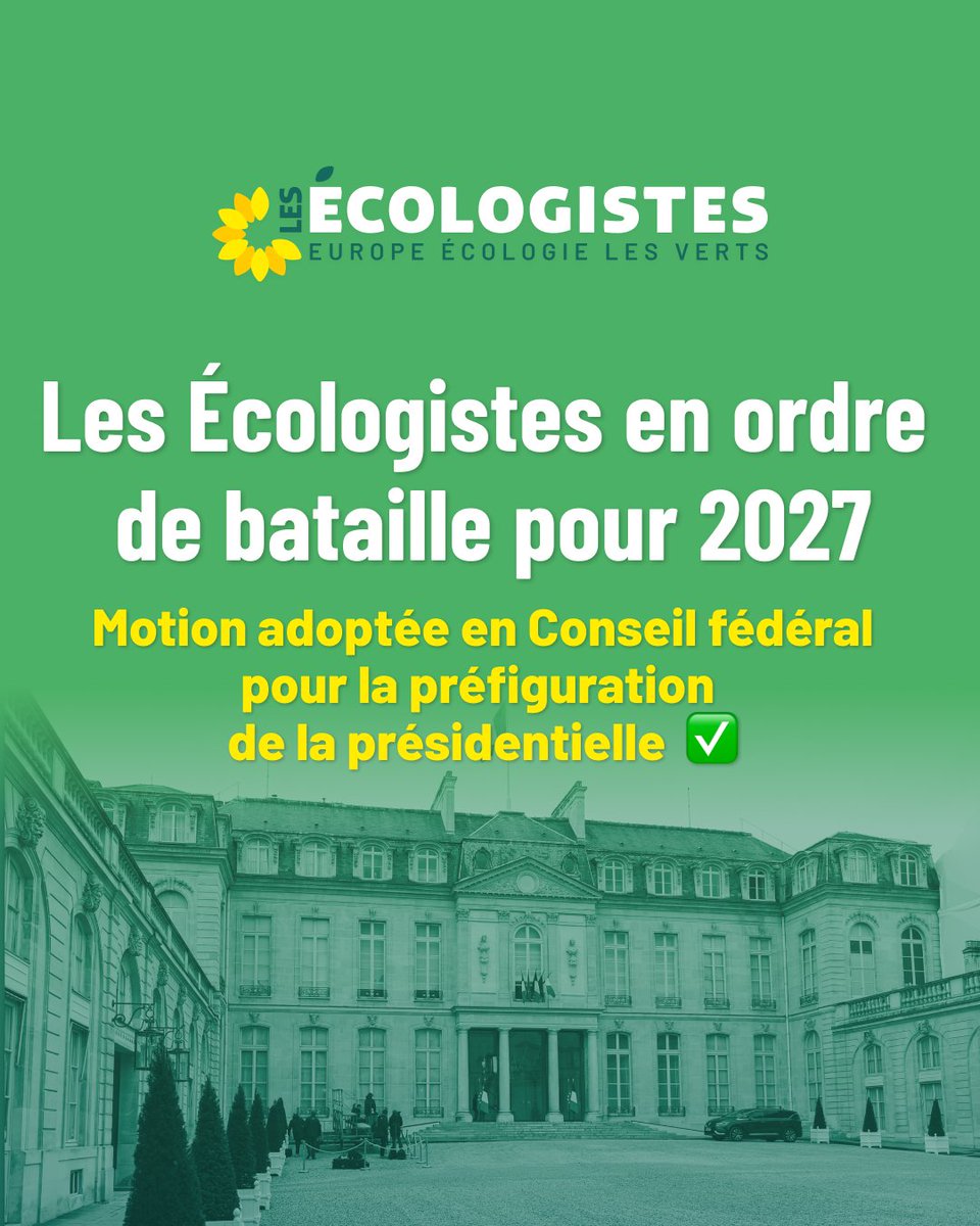 Réunis en Conseil fédéral ce week-end, Les Ecologistes ont adopté une motion de préfiguration de la présidentielle 2027.

Pour porter l’écologie au cœur du projet politique proposé aux Françaises et aux Français, nous poursuivrons le travail doctrinal déjà engagé sur notre
