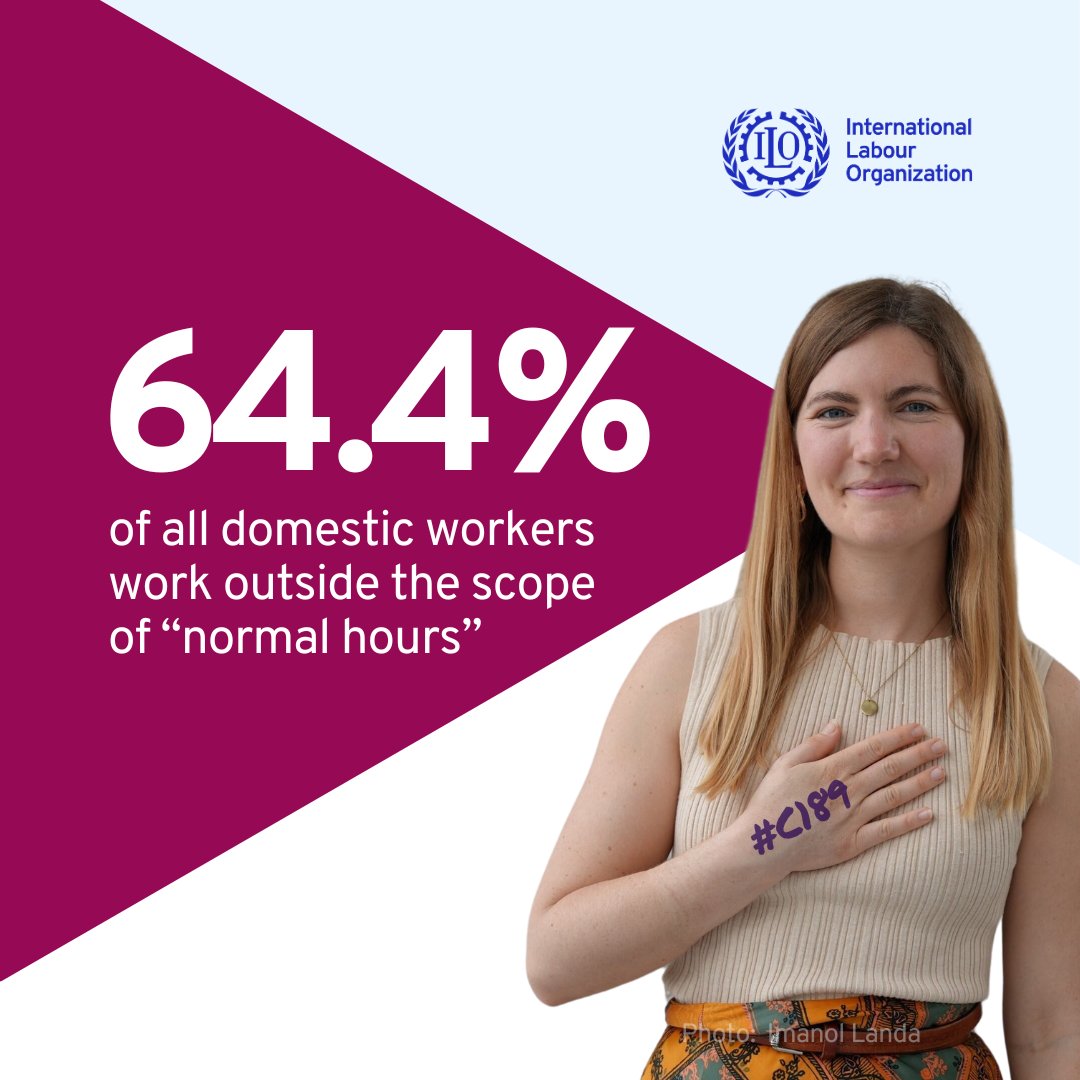 Today is #DomesticWorkersDay! 
Marking 14 years since #C189 recognised domestic work as work. Now, decent work for domestic workers is a shared responsibility.
🤳Join our social media challenge to show your support: ow.ly/OWi050Wa071
🔗 Read more: shorturl.at/ZoCtm
