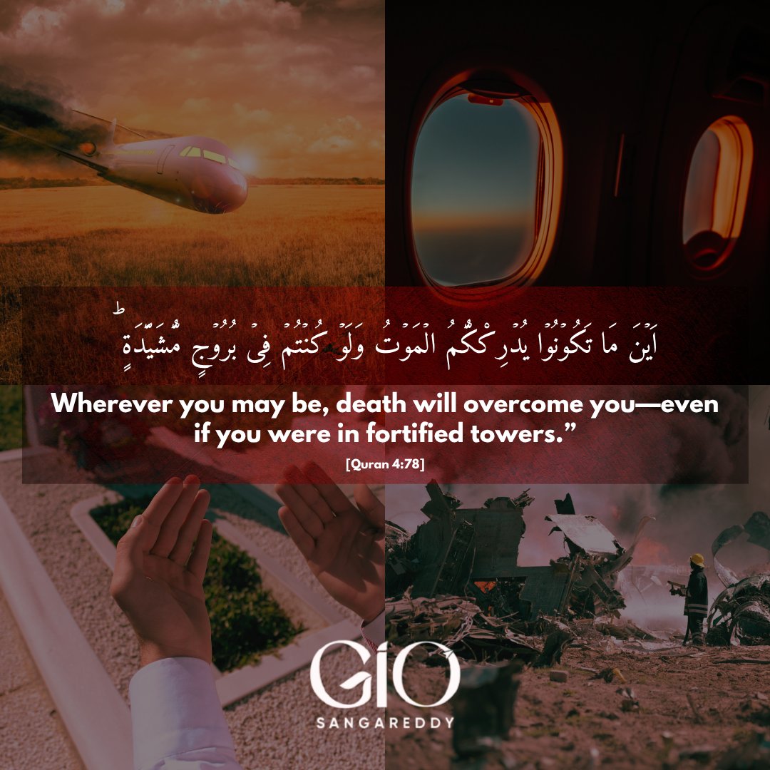 Heartfelt condolences to the families who lost their loved ones in the plane crash.

We never know which moment could be our last. Death is certain, but its timing is unknown.

So don't wait for the right opportunity: CREATE IT.

#youthreminders #GioSangareddy