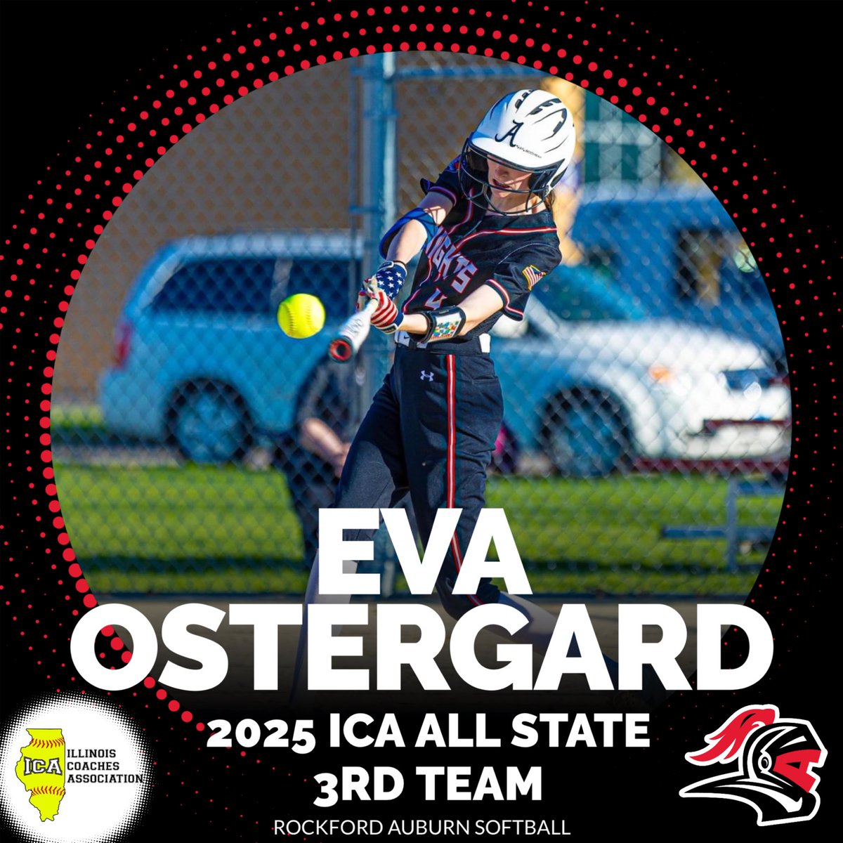 Auburn HS Softball (@auburnknightssb) on Twitter photo Congratulations to <a href="/EvaOstergard/">Eva Ostergard</a> on earning 2025 ICA All State 3rd Team!
Eva was one of our captains this year, led our young outfield from centerfield, and wreaked havoc at the plate with her slapping and speed! Congrats Eva! Congratulations to <a href="/EvaOstergard/">Eva Ostergard</a> on earning 2025 ICA All State 3rd Team!
Eva was one of our captains this year, led our young outfield from centerfield, and wreaked havoc at the plate with her slapping and speed! Congrats Eva!
