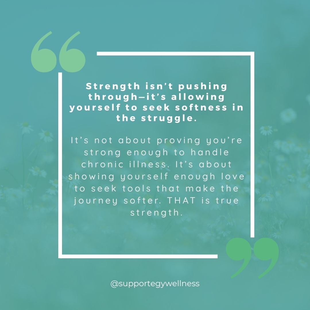 What does softness in the struggle look like for you today?

#chronicillness #autoimmunedisease #chronicpain #mindbodyhealing #chronicillnesswarrior  #wellnessjourney #supportegywellness #holistichealth #healing #selflove  #lupus #multiplesclerosis #arthritis